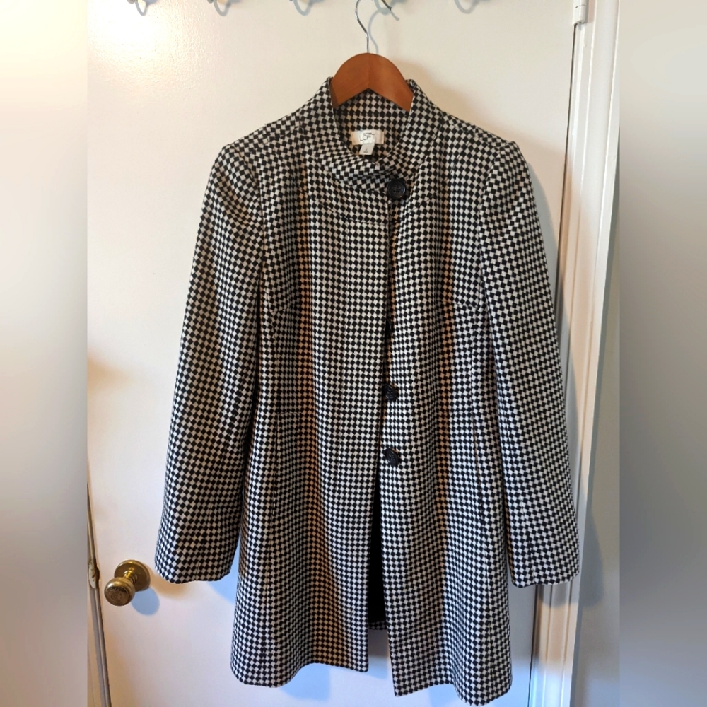 Ann Taylor Black and White Checkered Jacket - Size Small